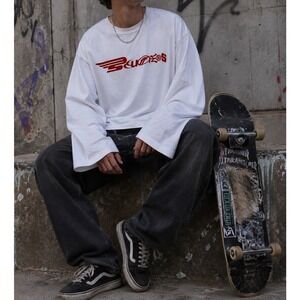 Scuffers Long Wide Sleeve Boxy Heavyweight T Shirt Mens XXL Streetwear Baggy Y2K